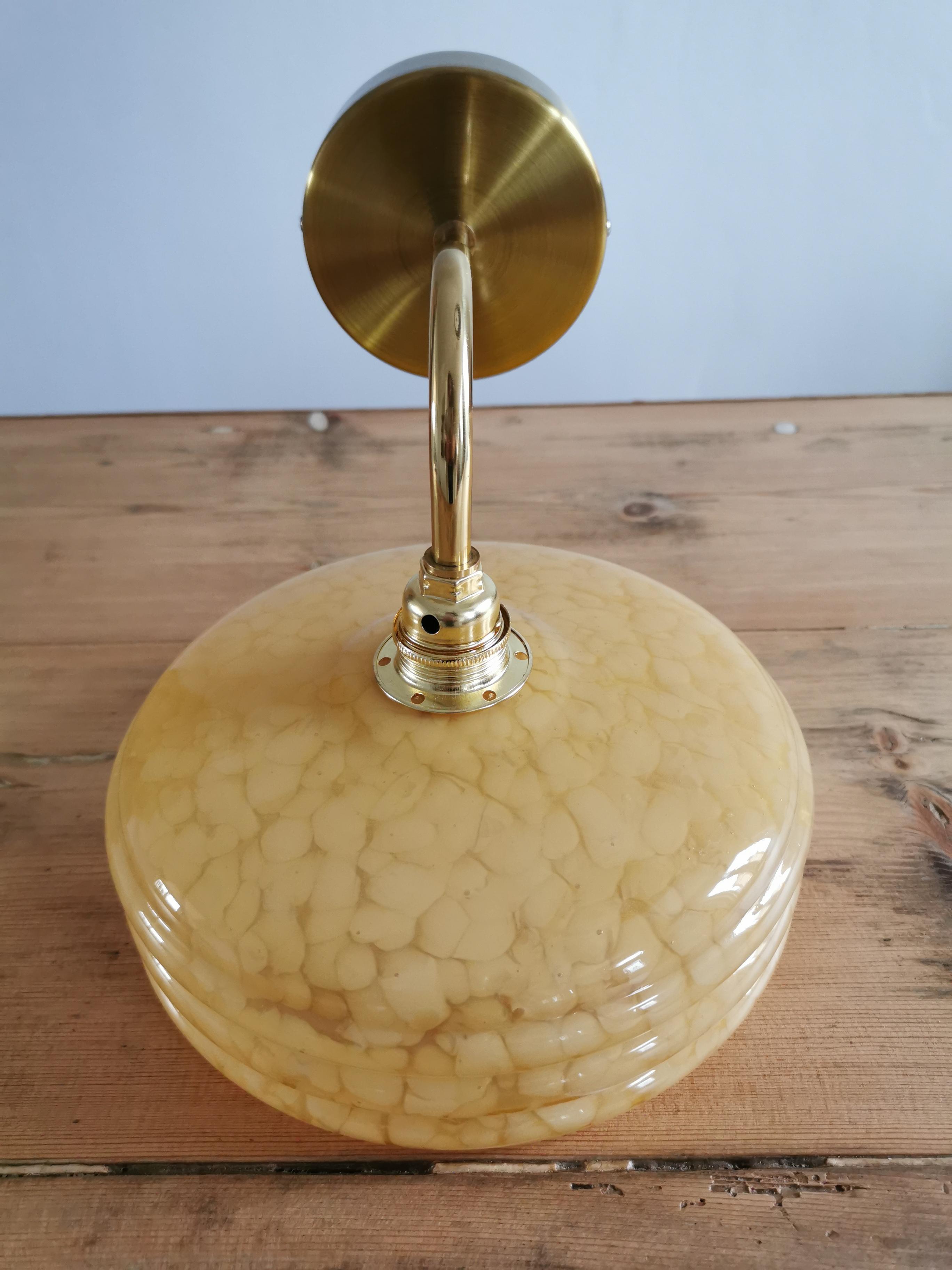Vintage lampshade wall lamp in yellow Clichy glass
