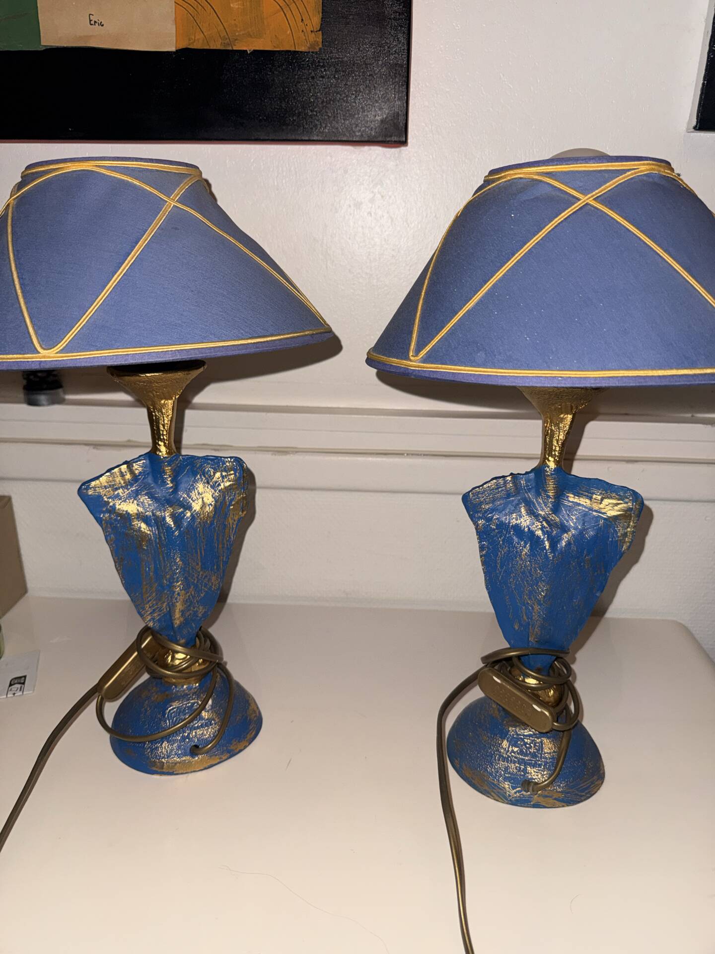 Pair of Lamps Pierre Cazenove - Anthropomorphic Mask Sculpture Bron