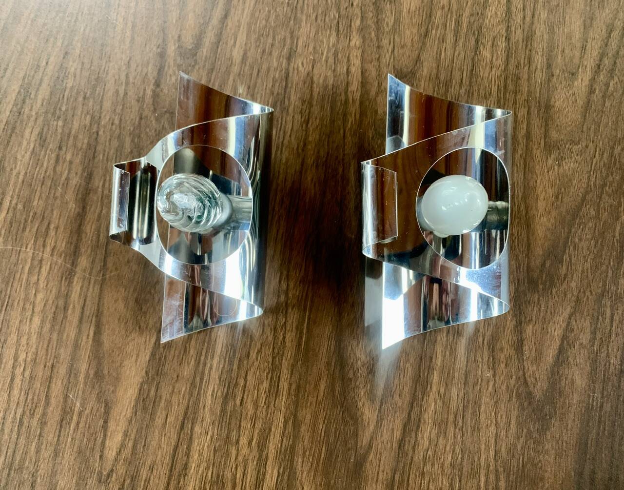 Pair of vintage chrome wall lights, circa 70's