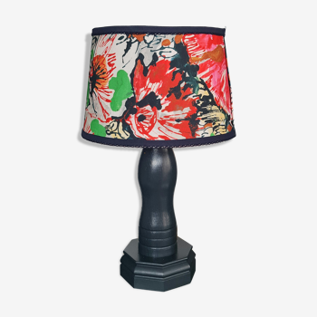 Lampe à poser pied réalisé par ébéniste carbone abbat jour tissus  créateur bouquet