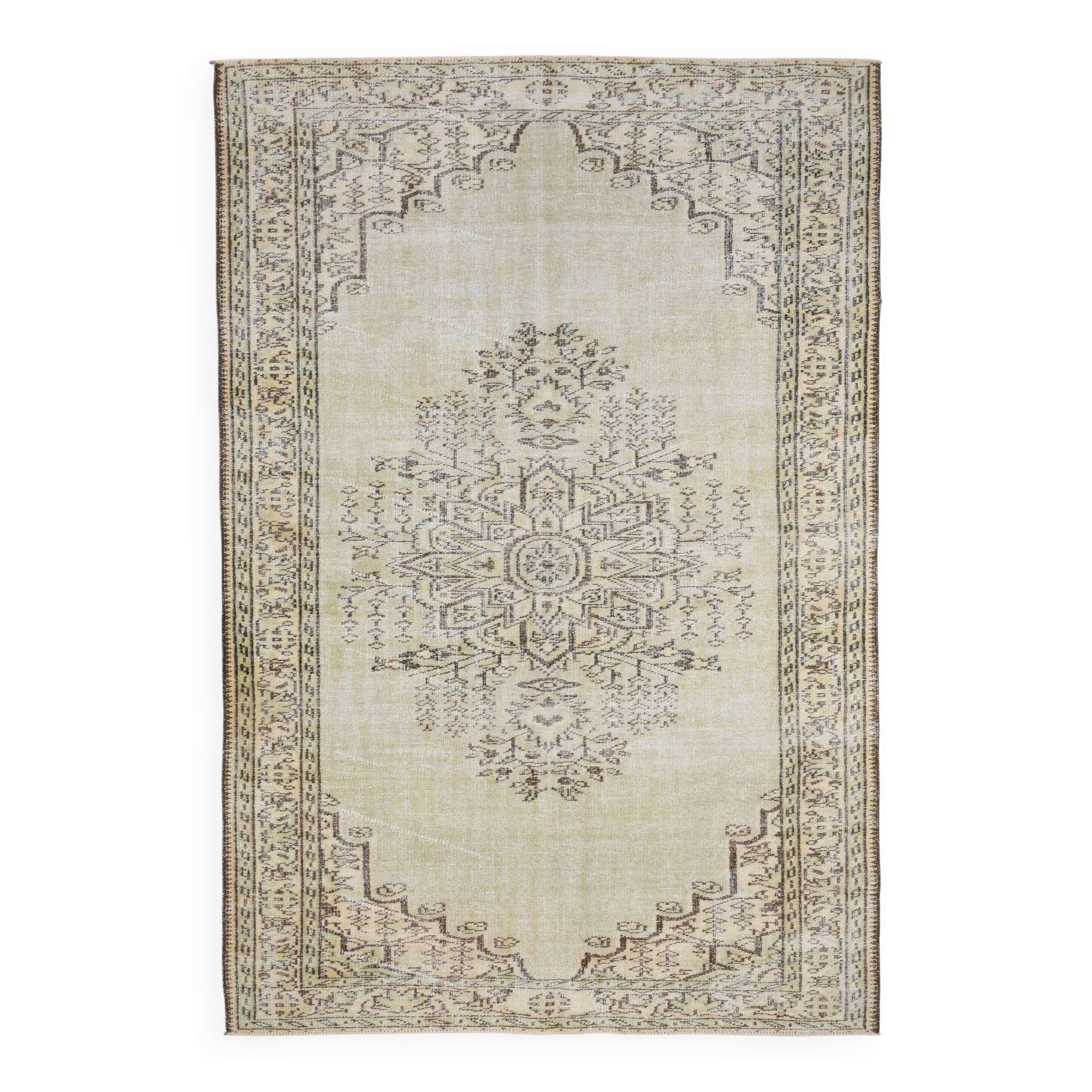 Tapis Vintage Tons Neutres Beige Motif Discret Élégant, 166x244 Cm