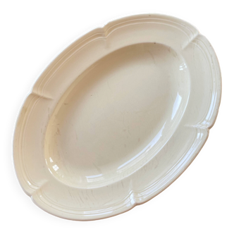 Large serving or presentation dish in beige ceramic - vintage