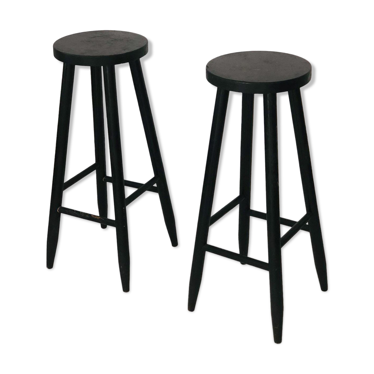Pair wooden bar stools