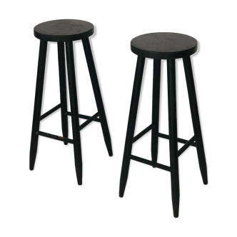 Pair wooden bar stools