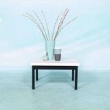 80s Memphis style coffee table, black and white side table.