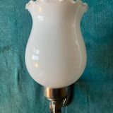 White porcelain wall light and silver metal fastener