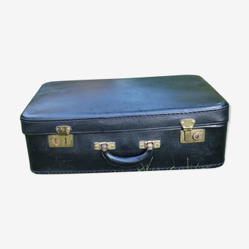 Valise noire en carton vintage