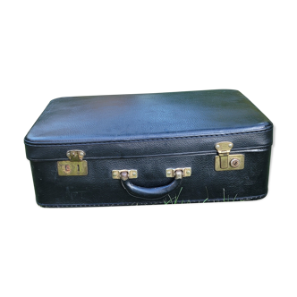 Valise noire en carton vintage