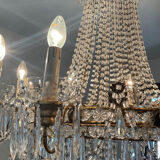 Large Montgolfière chandelier with crystal drops