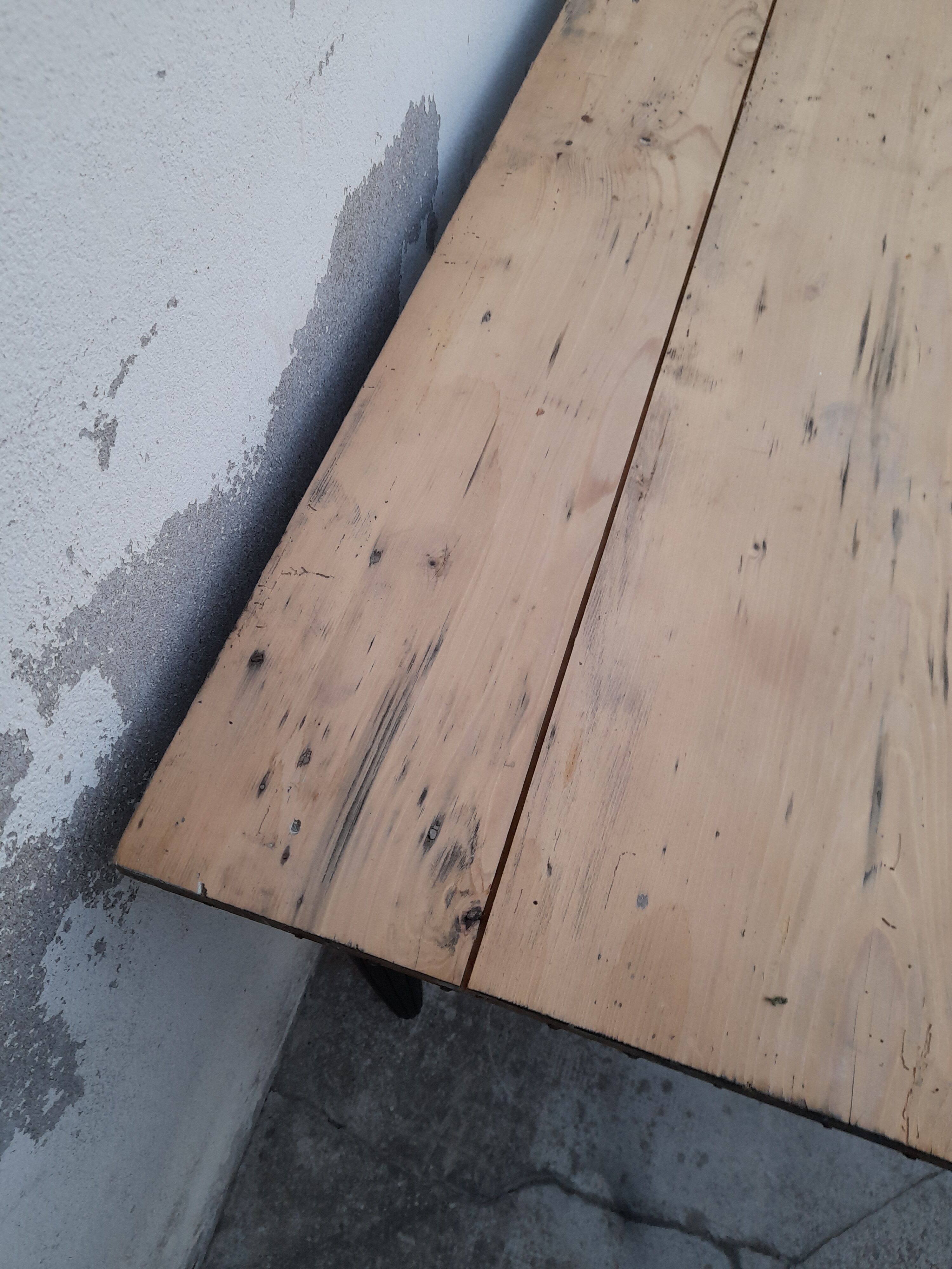 Table de ferme ancienne patiné noir -1m30