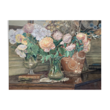 Tableau René Karbowsky (1883-?) composition aux fleurs pastel sur papier