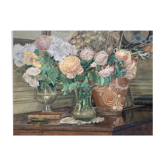 René Karbowsky (1883-?) pastel flower composition on paper