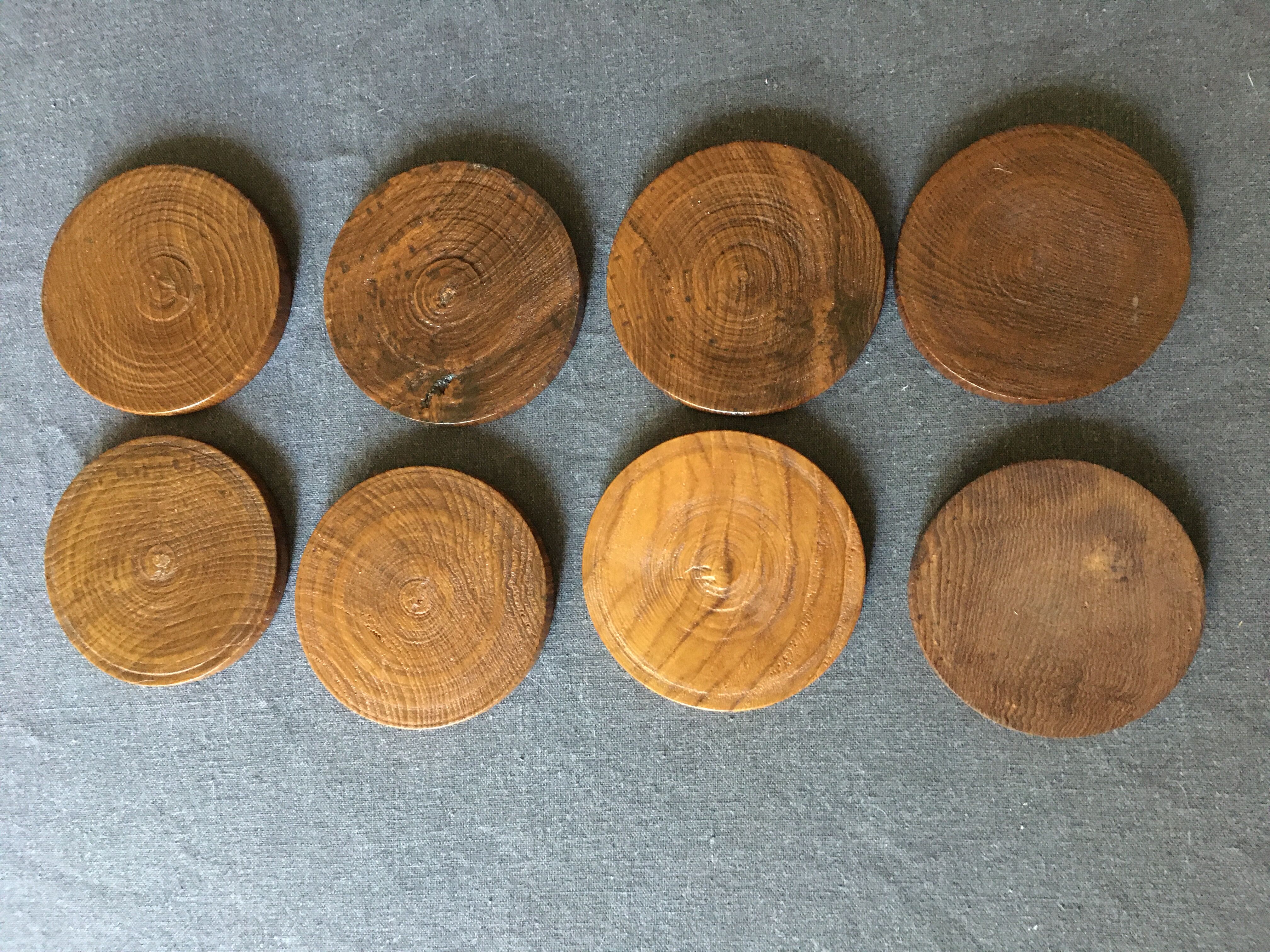 8 coasters and carved wooden box