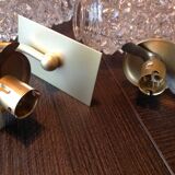 Pair of tulip glass and gold/vintage metal wall lamps 60/70