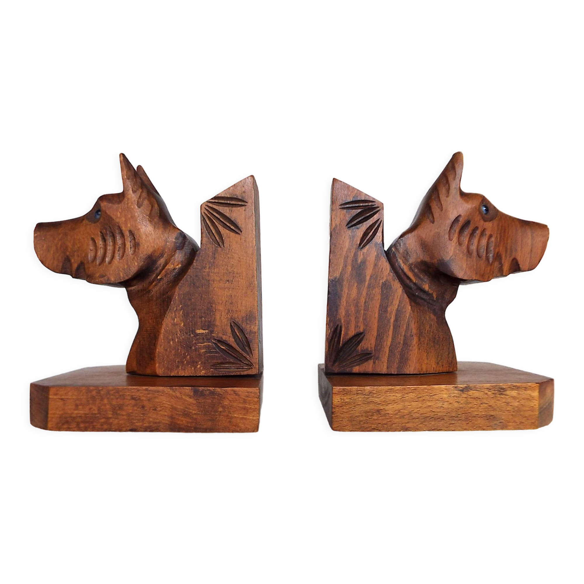 Wooden dog bookends