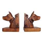 Wooden dog bookends