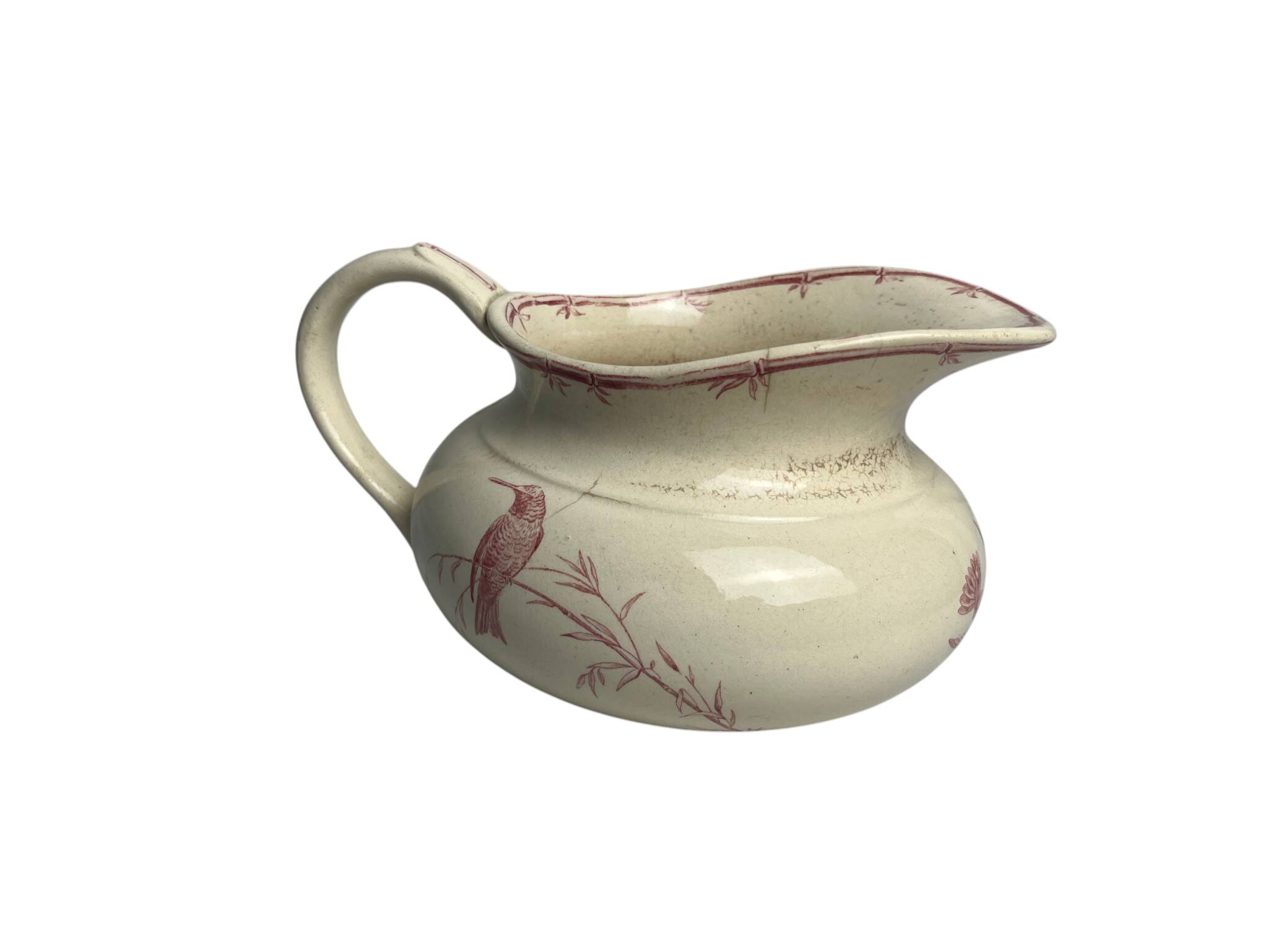 Gien, toilet jug with birds, early 20th century.