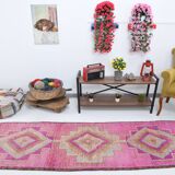 Pink Brown Turkish Runner Rug 86x300Cm SKU 18158