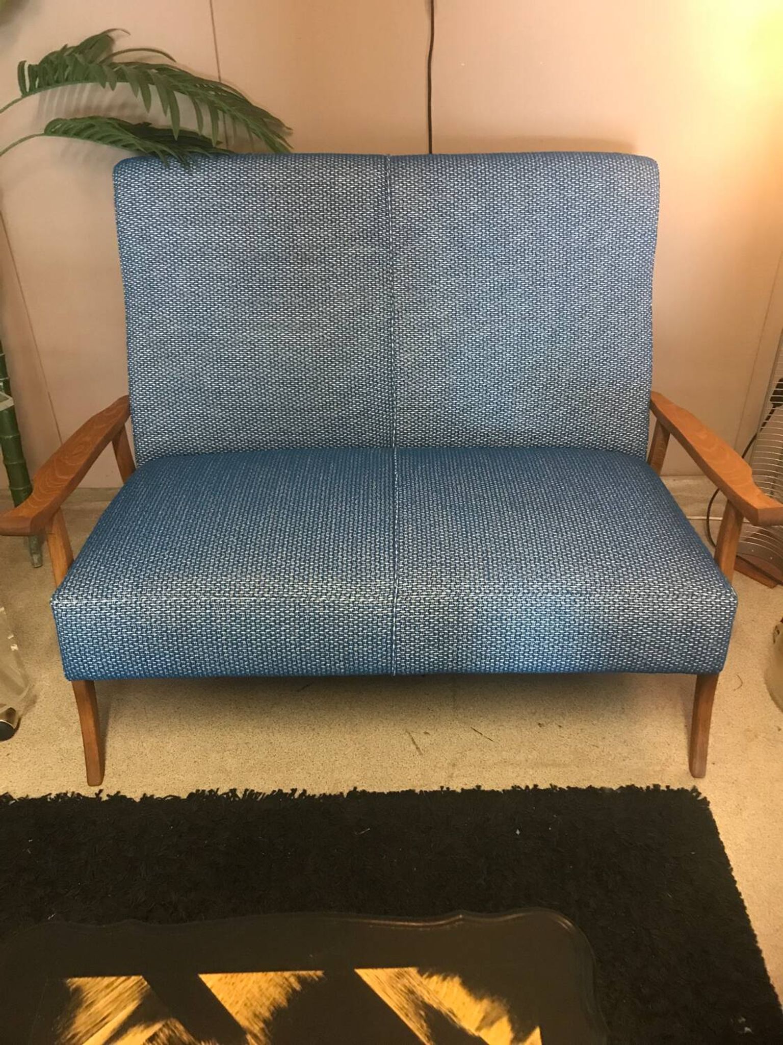 Vintage bench compatible for outdoor use.