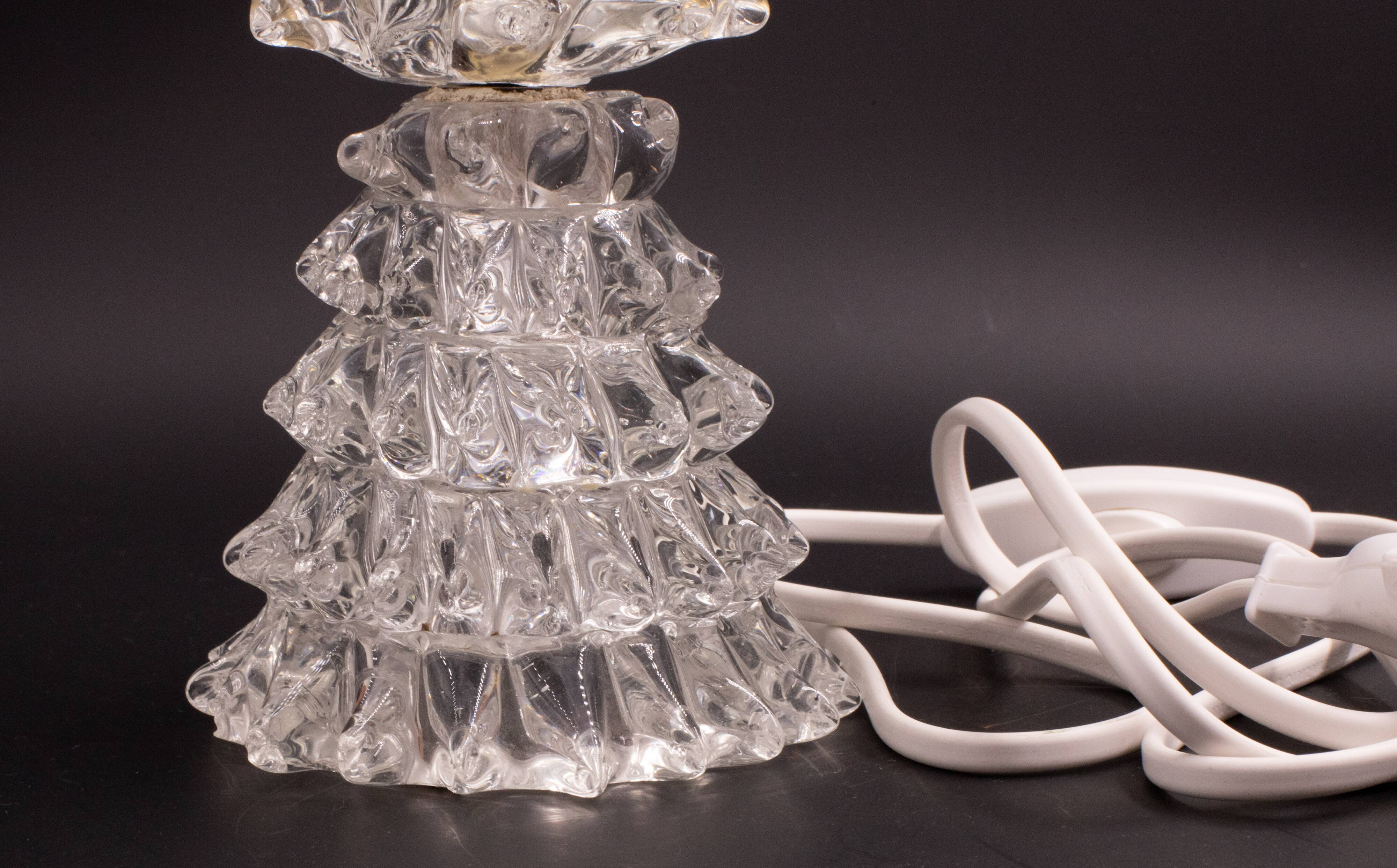 Elegant Table Lamp in Rostrato Murano Glass Vase attributed to Barovier & Toso, 1940s