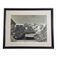 Vintage silver print of a mountain and alpine glacier framed 53x43 cm 1960