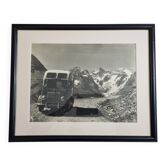 Vintage silver print of a mountain and alpine glacier framed 53x43 cm 1960