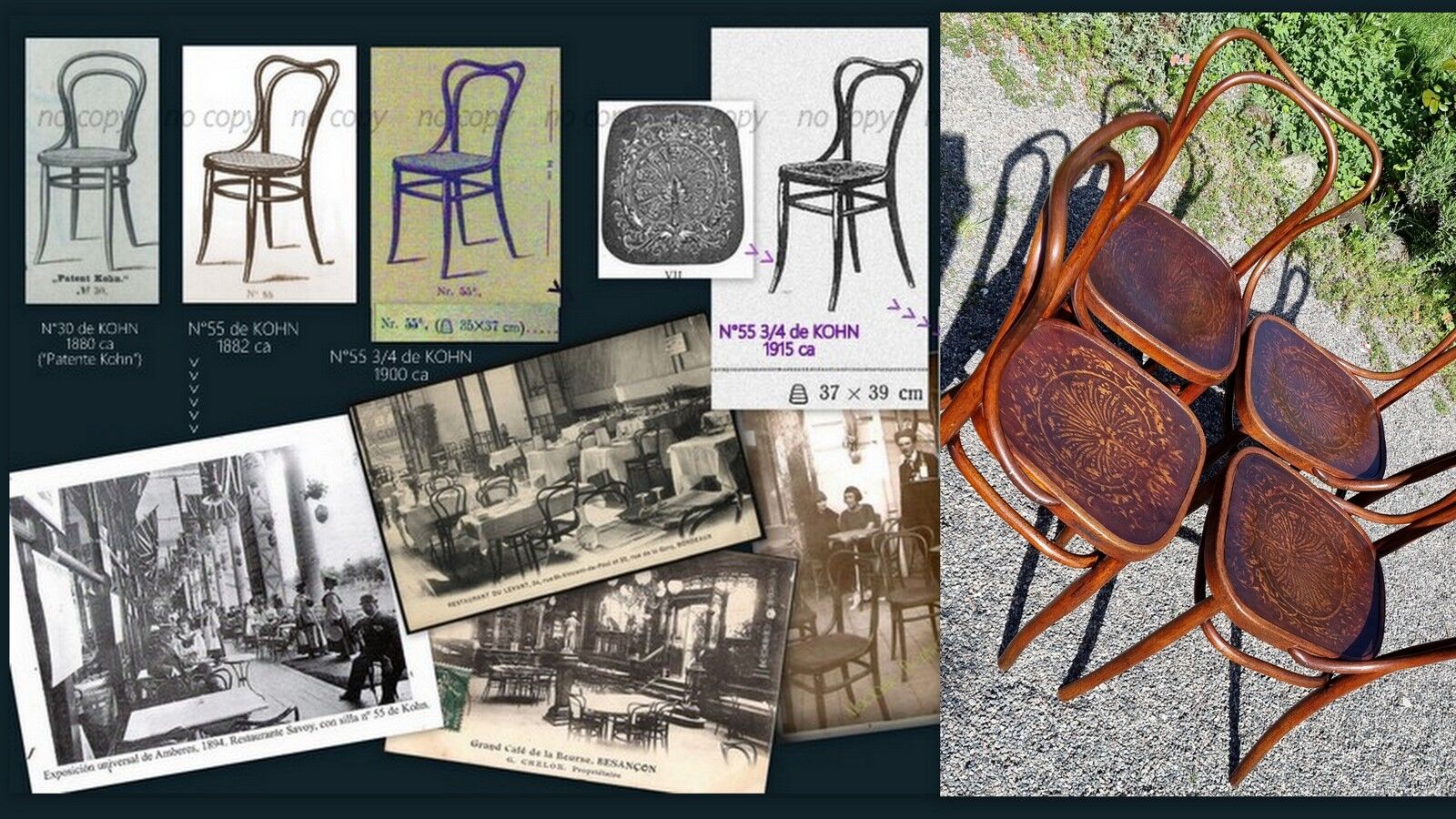 4 chairs bistrot Kohn n°55 early twentieth