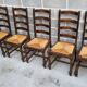 1 set of 6 solid wood chairs with straw seats – Rustic style