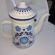 vintage blue and white enamel coffee or teapot