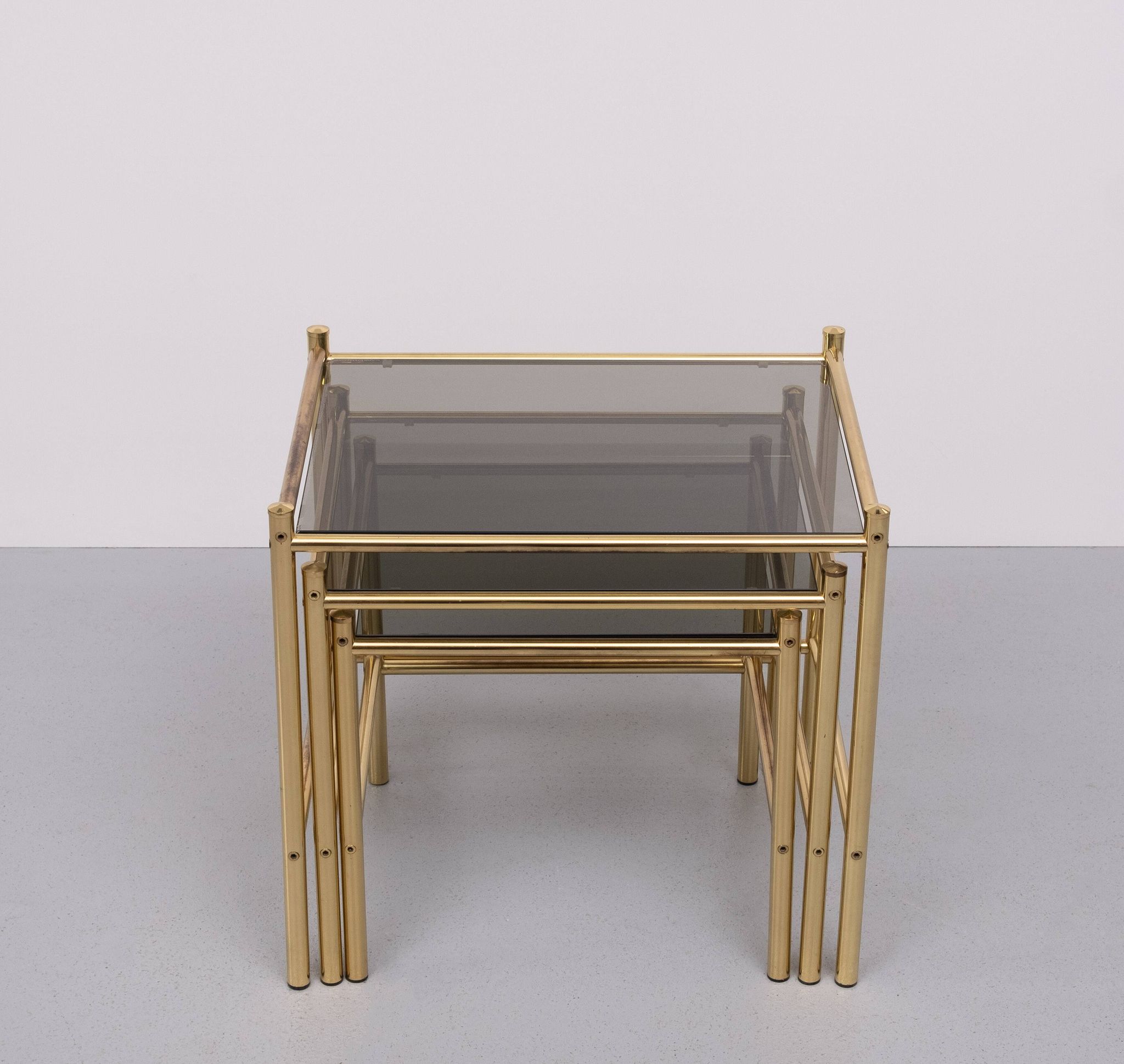 Brass nesting tables Hollywood Regency 1970s France