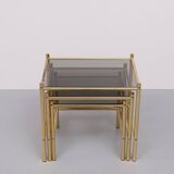 Brass nesting tables Hollywood Regency 1970s France