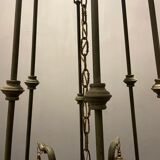 Antique italian liberty chandelier in bronze, 1940s