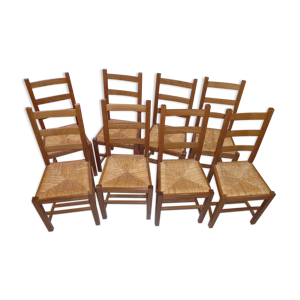 8 chaises en bois, assise