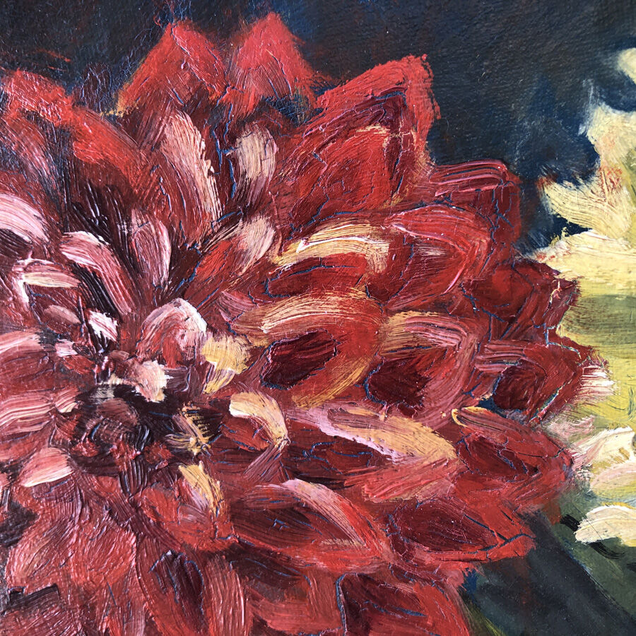 Tableau 1932 "le chat aux dahlias"