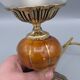 Hollywood Regency bedside lamp in gold metal with a glass globe.