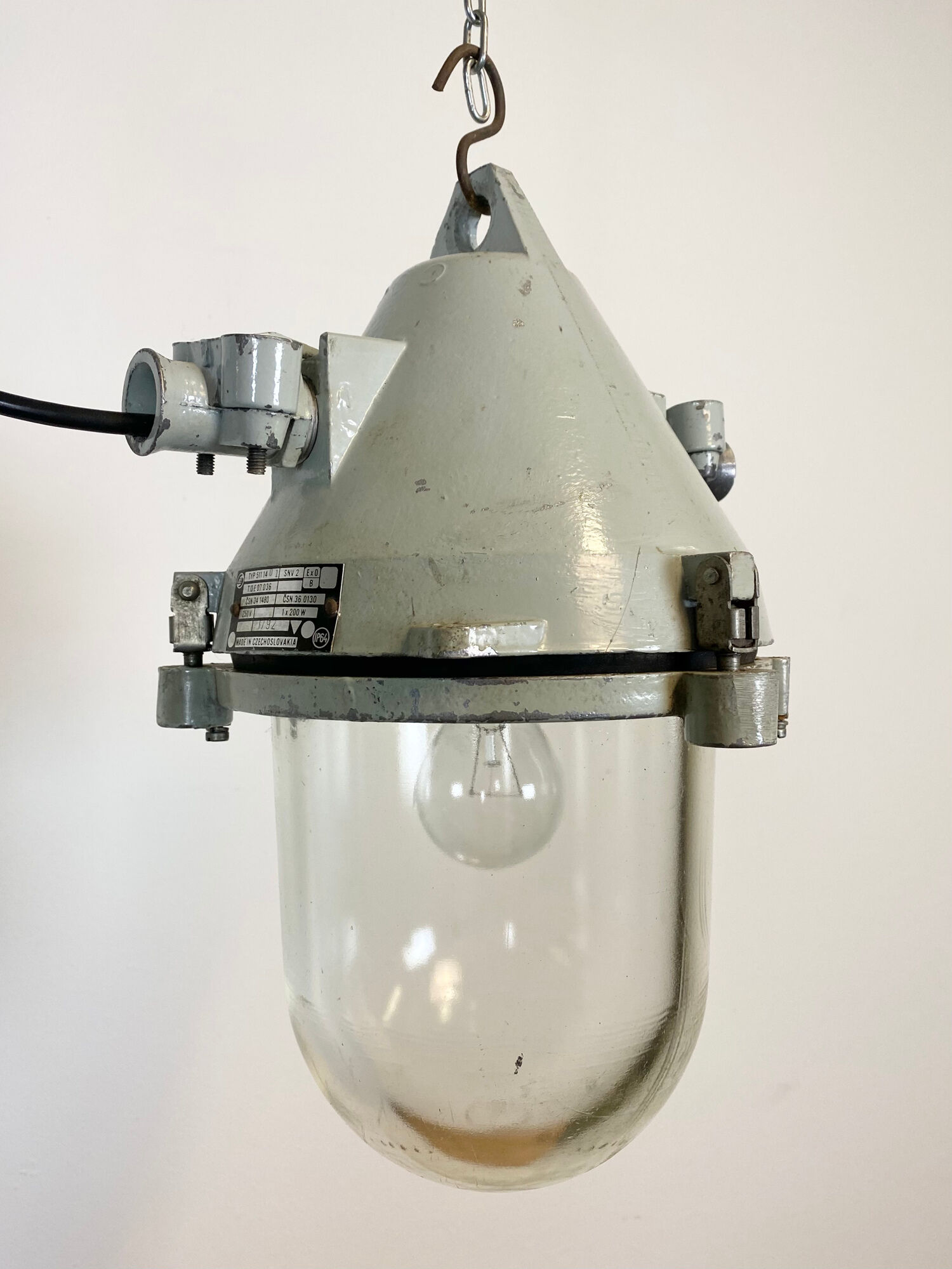 Grey Industrial Cast Aluminium Explosion Proof Lamp, 1960s