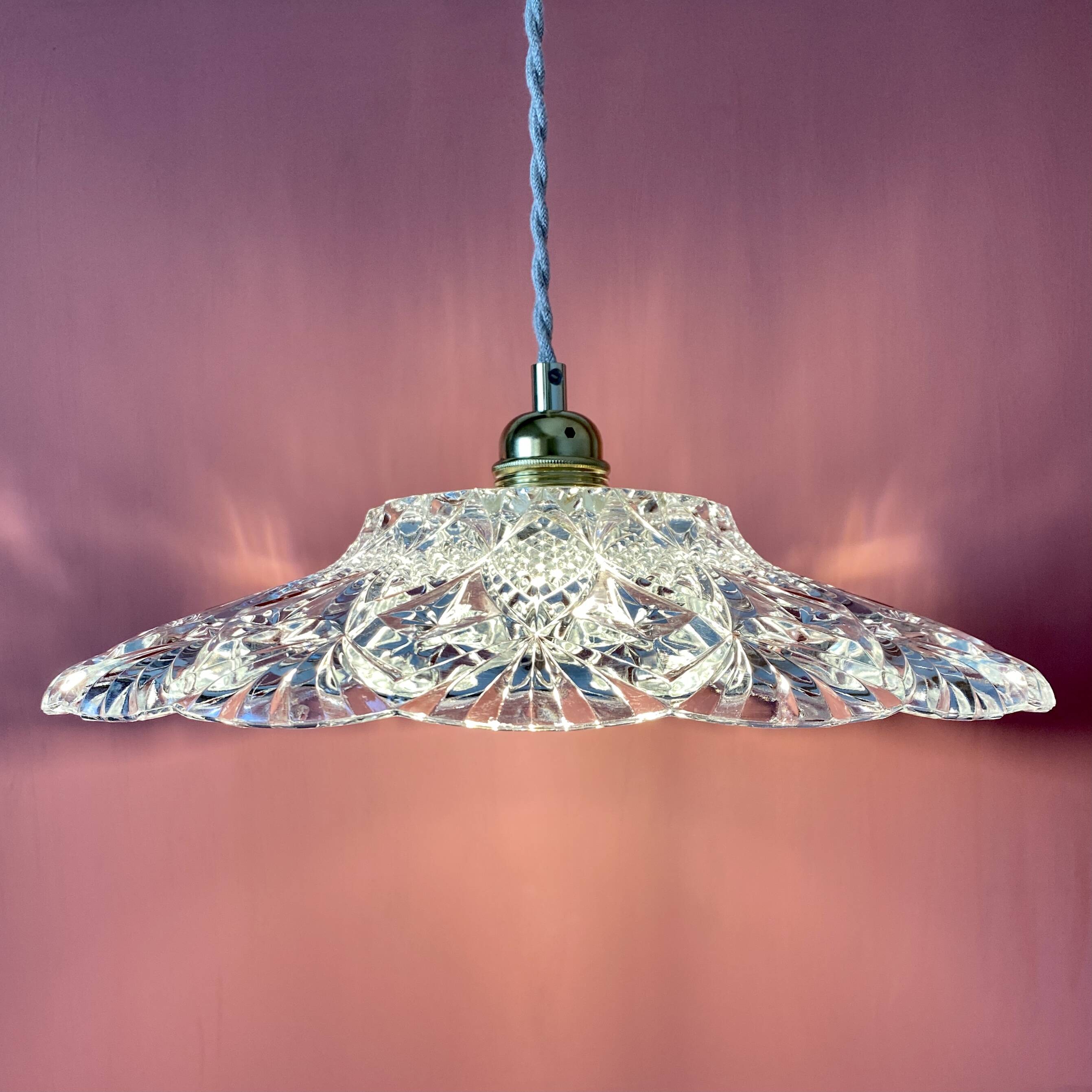 Vintage glass lampshade pendant light - tableware collection -