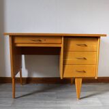 Oak desk, splayed legs, drawers, 1960.