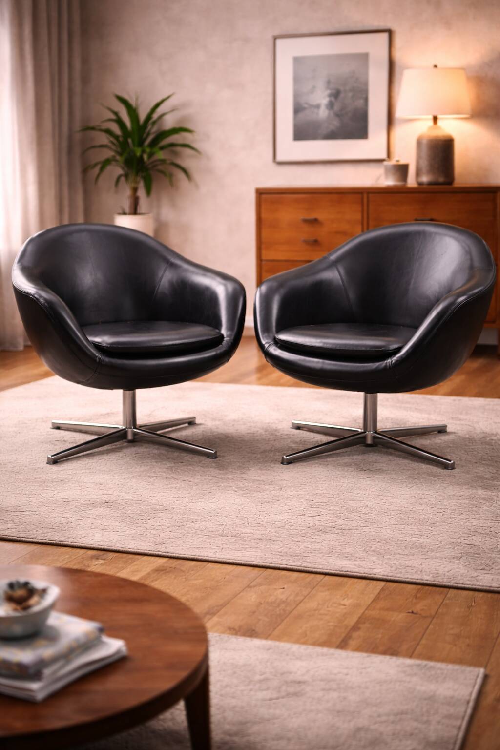 Vintage Pair of Galon Swivel Armchairs — Second Half of the 20th Century