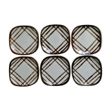 Lot of 6 plates KG Lunéville Badonviller, hand-painted, 60s