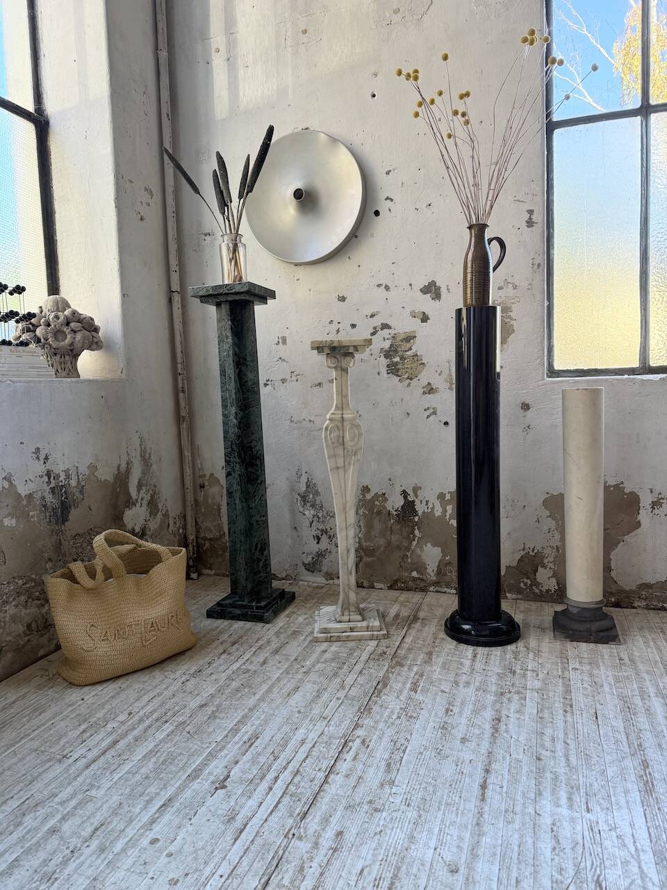 Set of 4 marble columns or pedestals.