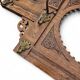 Dutch entryway wall coat rack / solid wood / carved decorations and mirror in the center / 1950s