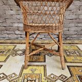 Fauteuil osier rotin 1960 vintage
