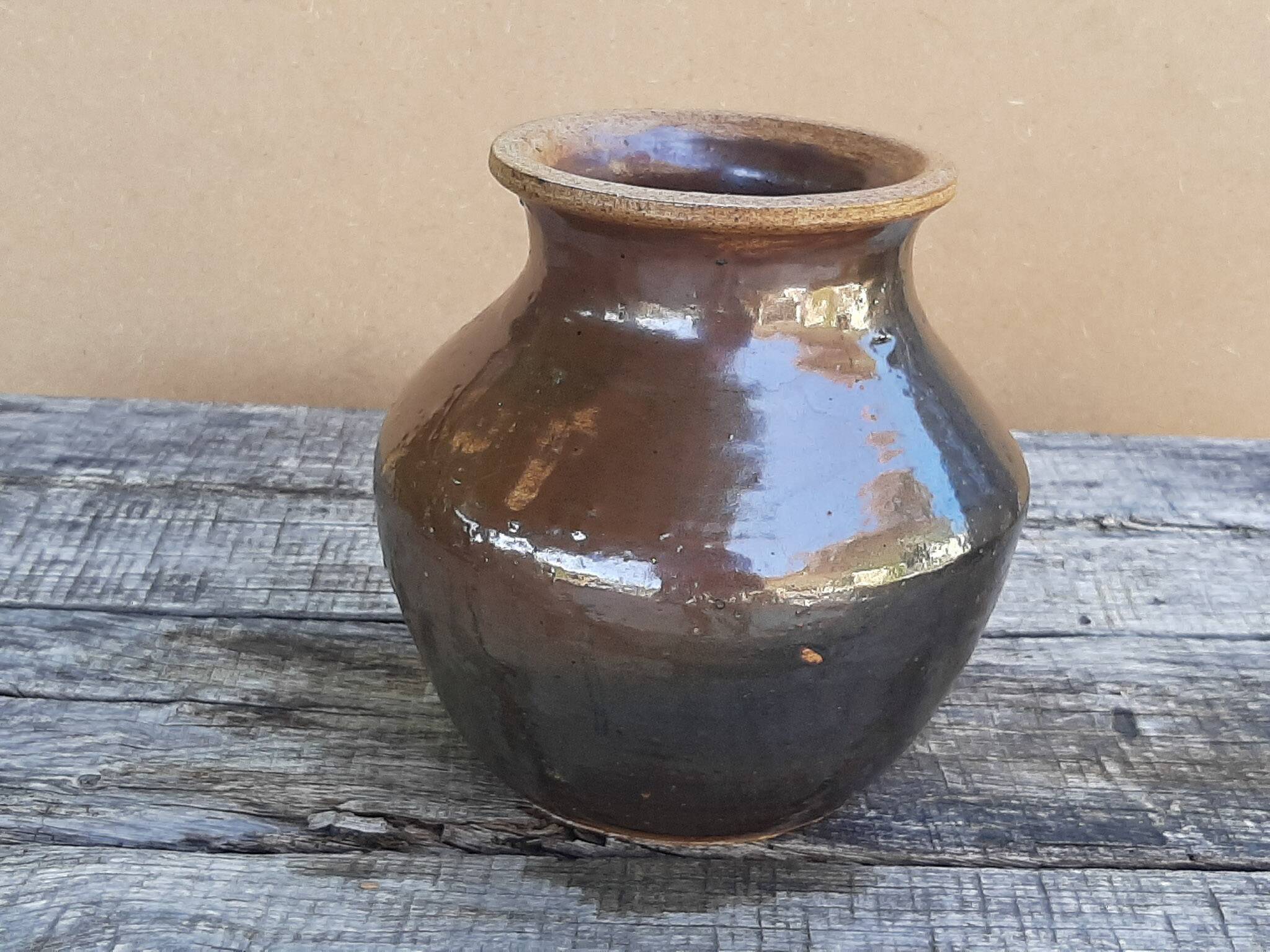 Vintage 1970s glazed stoneware vase