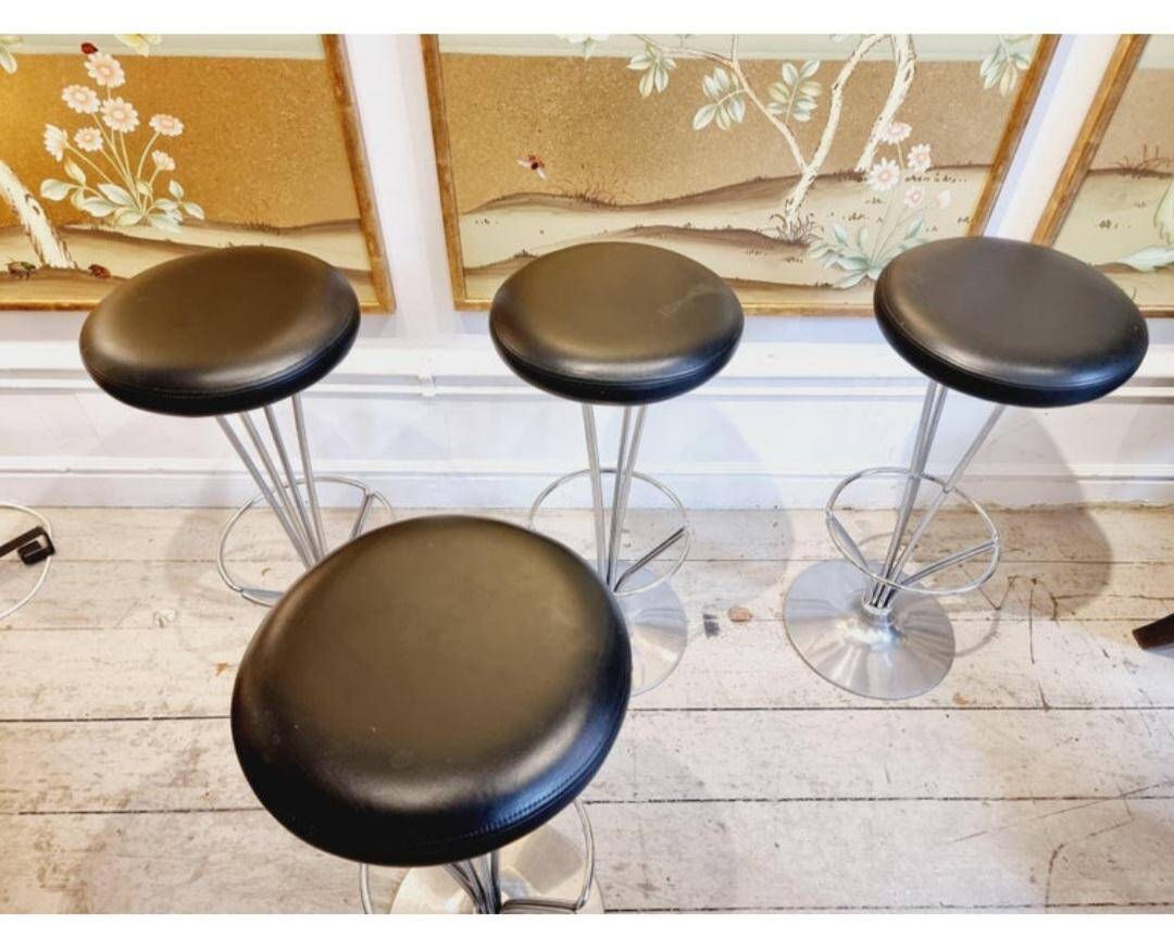 Piet Hein, bar stools, 3 available. Scandinavian / Danish Modern, Fritz Hansen.