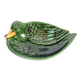 Vintage green ceramic duck dish, pocket tray or soap holder.