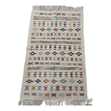 White carpet with multicolored Berber patterns handmade