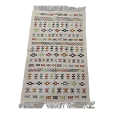 White carpet with multicolored Berber patterns handmade
