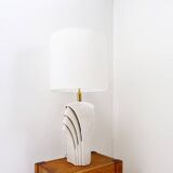 Large white ceramic fan-shaped table lamp - Art Deco style