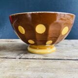 Old faceted bowl with polka dot pattern from the Sarreguemines earthenware factory